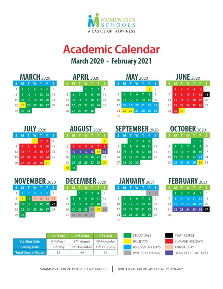 Academic Calendar – Momentous Schools